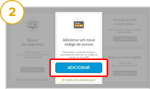 Clique no botão 'Adicionar' em adicionar um novo código de acesso