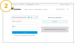 Realize o login no Portal Moderna caso não tenha faça seu cadastro.