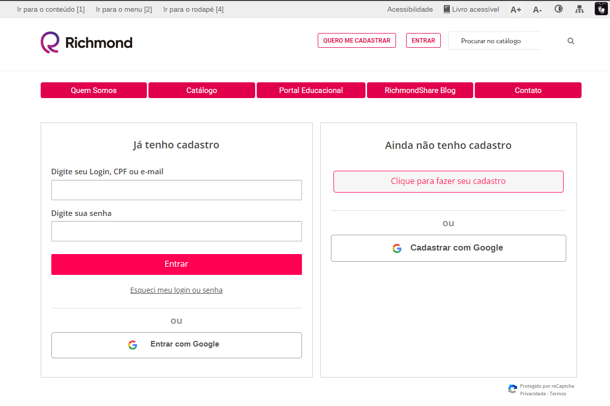 LRealize o login no Portal Moderna. Caso não tenha, faça seu cadastro.